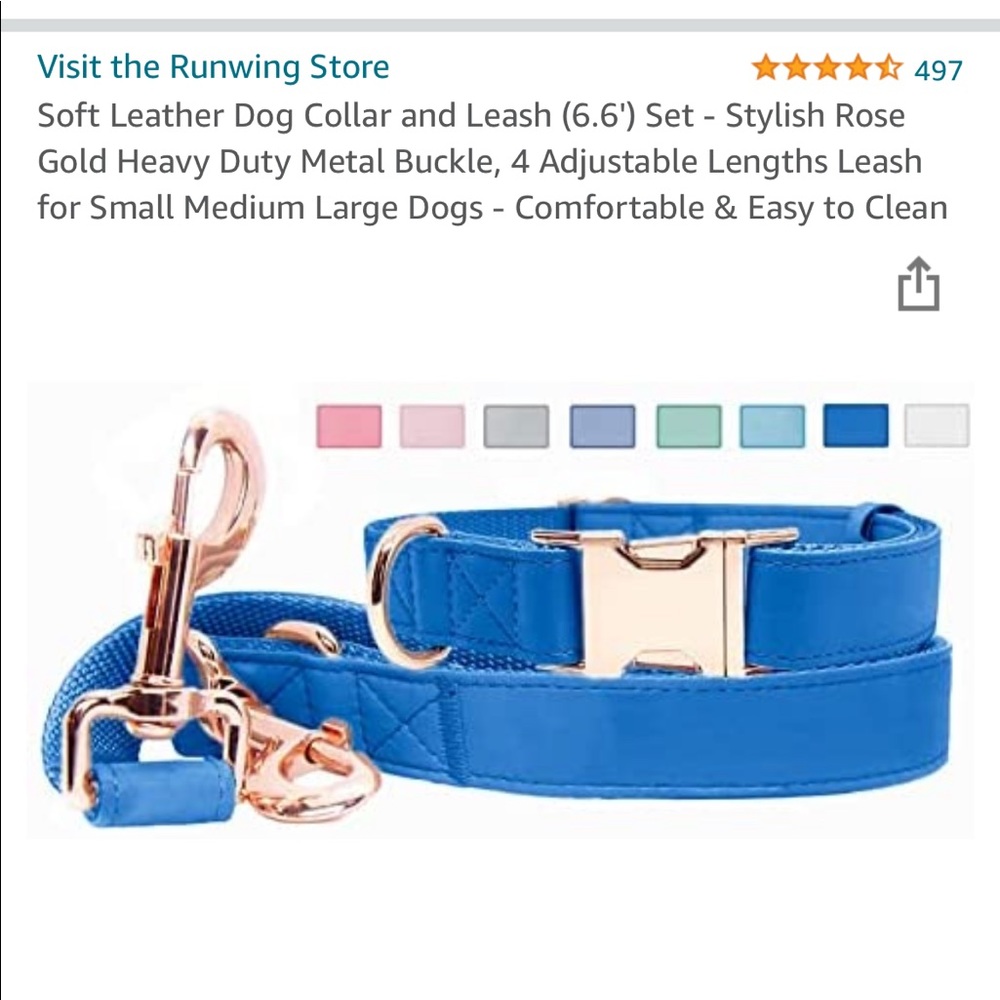BLUE DOG COLLAR AND LEASH COMBO SET